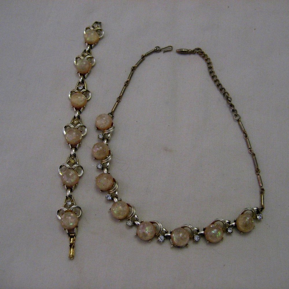 VINTAGE CORO MOONSTONE 2 PC SET